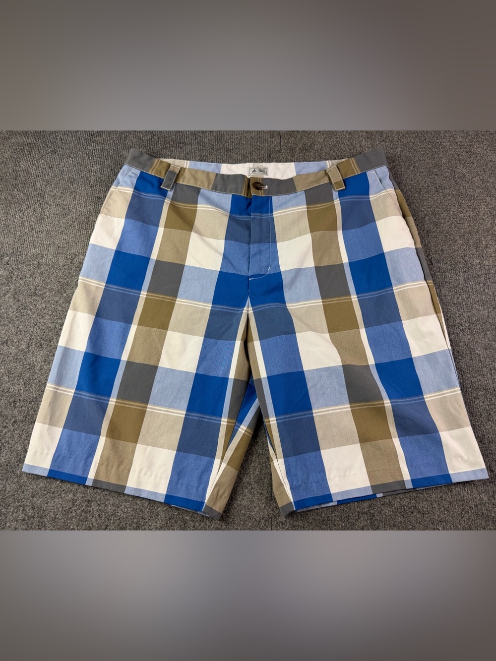Adidas Mens Flat Front Plaid 11" Golf Shorts Size 38 Multicolor